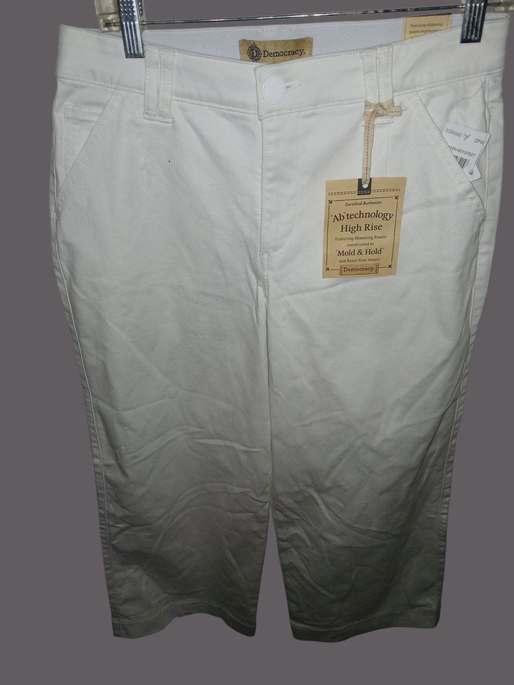 Democracy High-Rise White Womens Pants 8 NWT